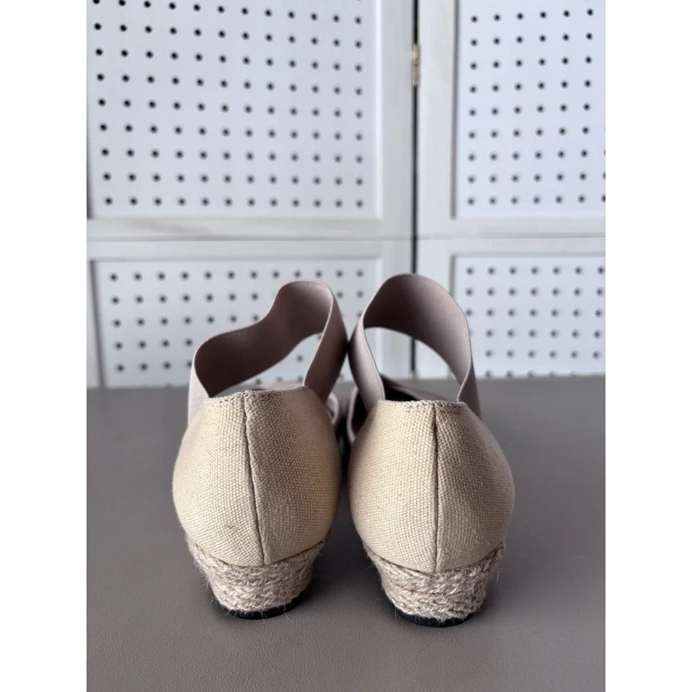 Ros Hommerson Women's 8W Beige Low Heel Wedge Espadrille Shoes‎